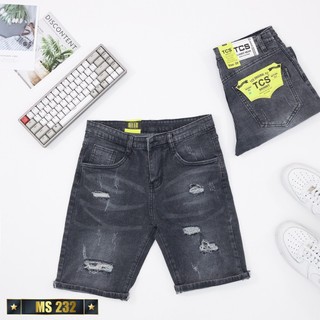 Quần short jean nam màu bạc rách- quần lửng nam chất liệu co giãn PN SHOP 90 ms228
