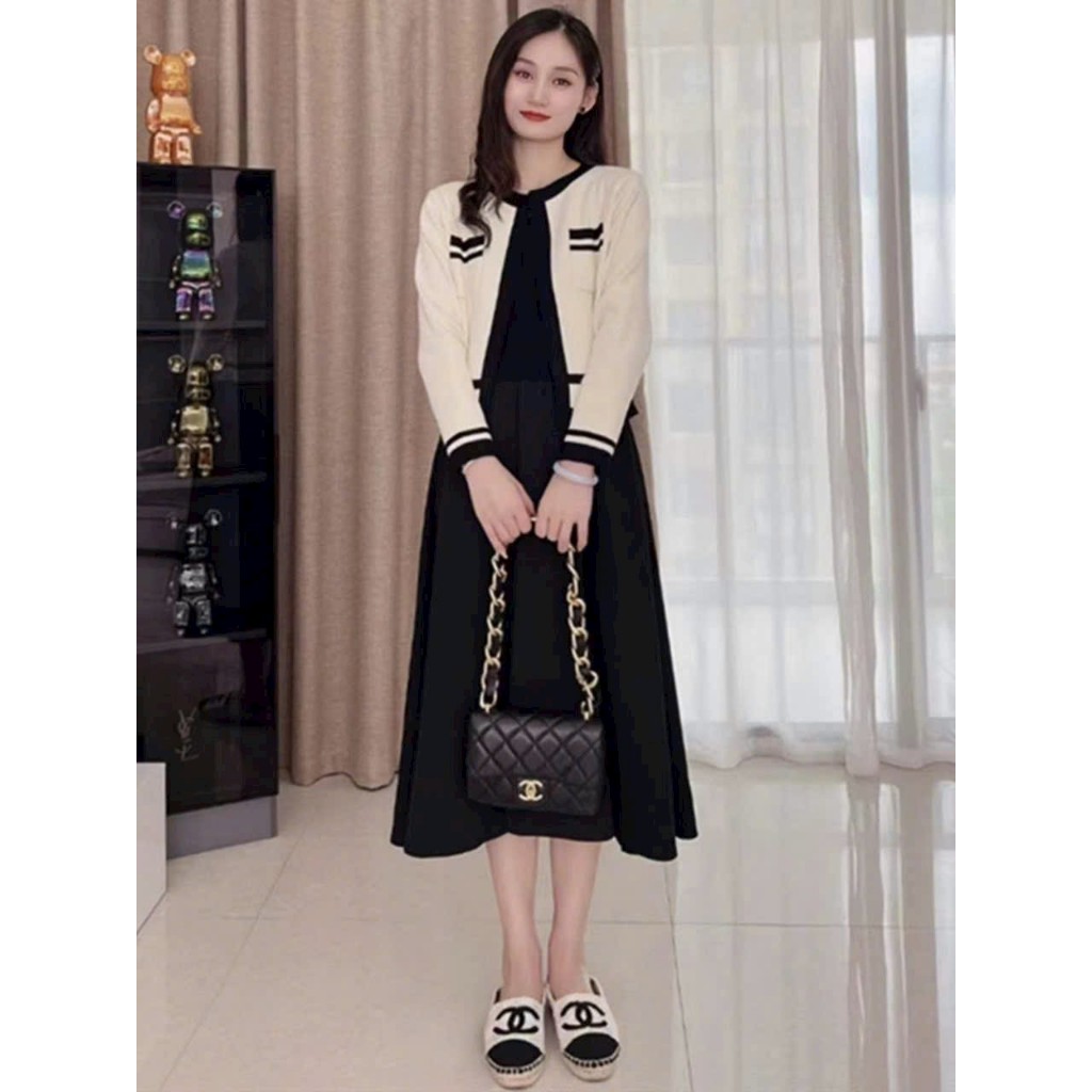 (Bigsize 45-75kg) sét váy len kèm áo khoác cực đẹp