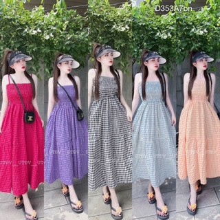 Đầm maxi caro nữ ống nhún xoè ,váy hai dây kẻ caro chun ngực dáng xoè dài thời trang mùa hè cho nữ (Bầu mặc xinh)