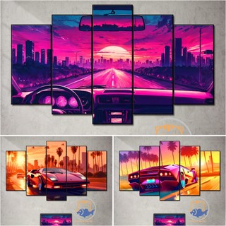 Tranh dán tường formex 5mm - decor phòng chủ đề phong cảnh - xe hơi - car - bộ 2