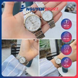 Đồng hồ đôi nam nữ đeo tay cặp chính hãng Halei dây kim loại đẹp vàng giá rẻ thời trang