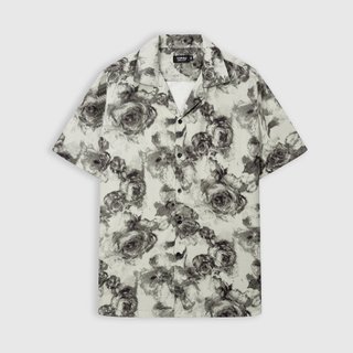 Áo sơ mi TOPGU họa tiết Rose, áo sơ mi unisex Cubanshirt tay ngắn cổ bẻ vải lụa mềm thoáng mát