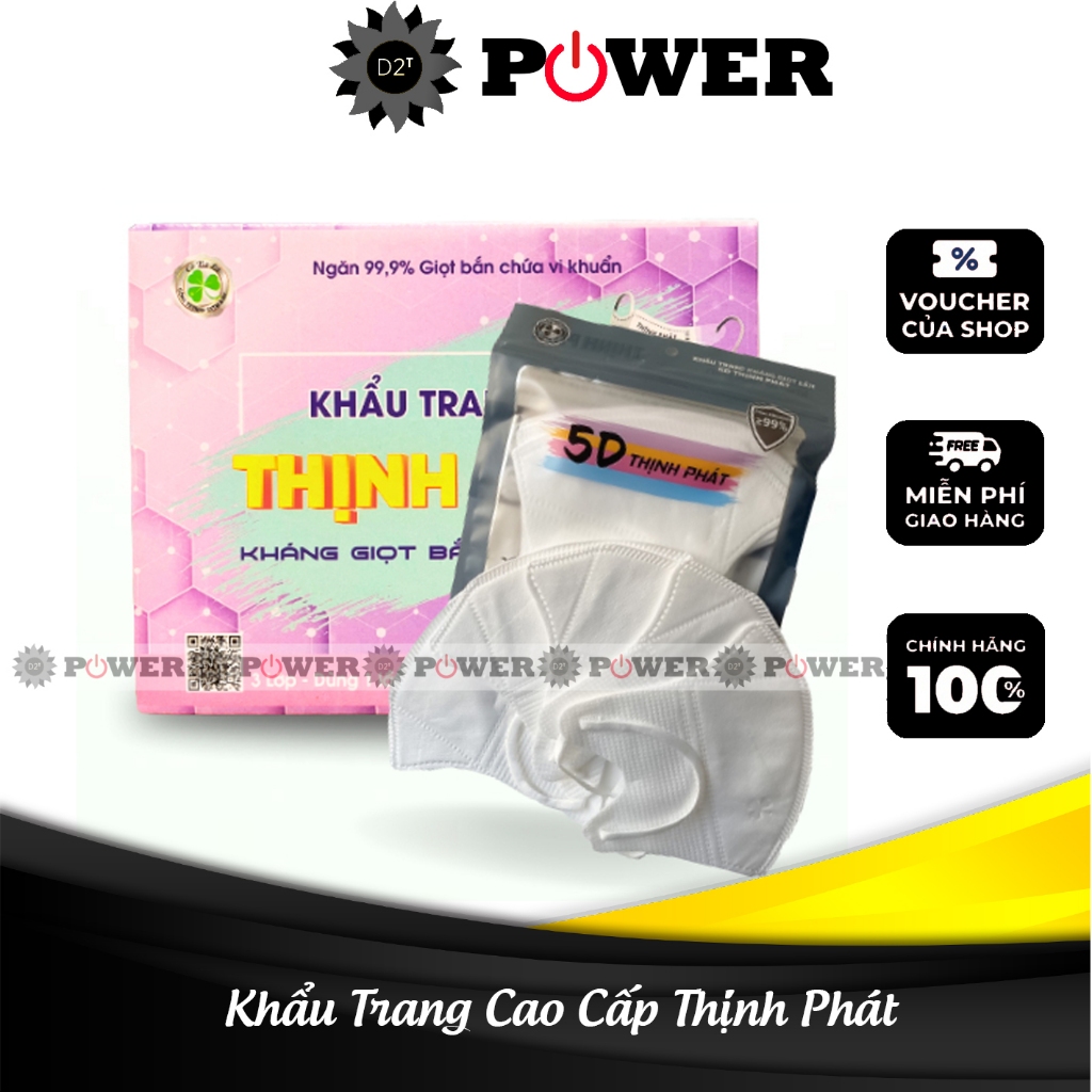 Khẩu Trang 5D Thịnh Phát Chính Hãng, Hàng Cao Cấp Vải Không Dệt 3 Lớp