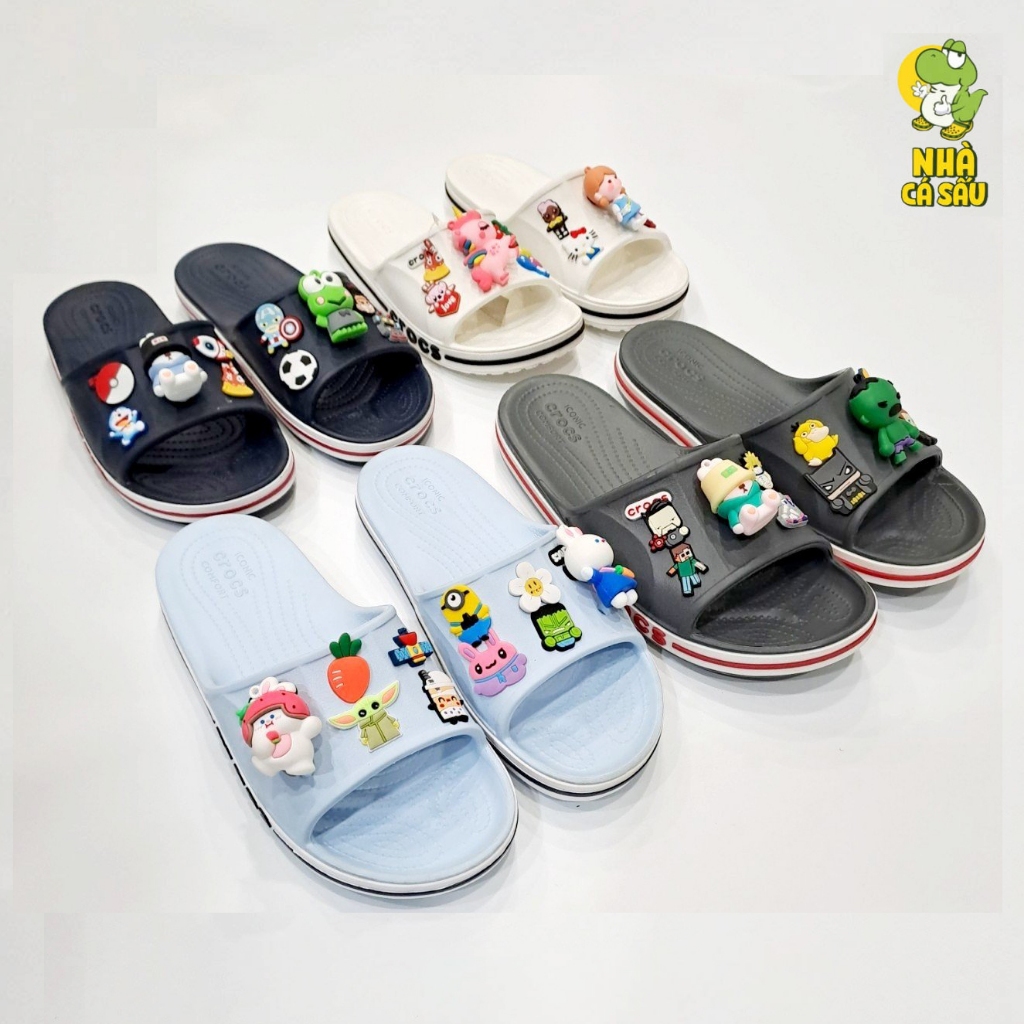 Dép quai ngang cross baya nam nữ dư xịn VN tặng kèm jibbitz 3D gắn dép, dép crocs quai ngang bayaband unisex chính hãng