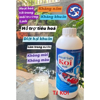 BIOFISH KOI- Chai Vi Sinh làm trong nước bể cá thể tích 500-1000ml( tặng kèm cốc đo châm vi sinh) MẪU MỚI 2024