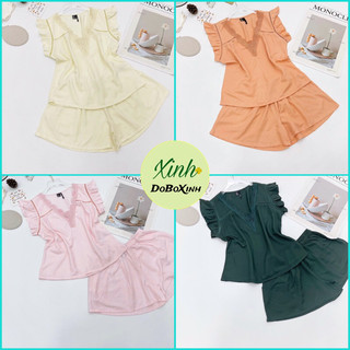 Set bộ nữ, đồ ngủ, bộ tole lanh mặc nhà quần đùi, đồ bộ tole nữ có bigsize, doboxinh