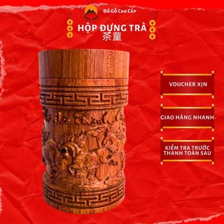 Hộp chè trụ tròn mã đáo thành công gỗ hương đá vs12
