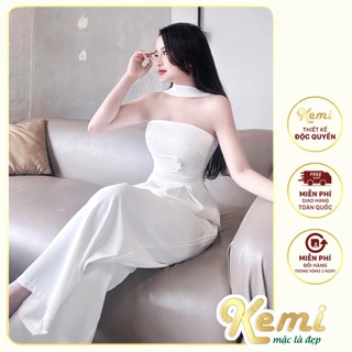 Đầm váy Jum cup dáng dài chất tuyết mưa kèm dây cổ Kemi thiết kế dáng công chúa dự tiệc ăn cưới