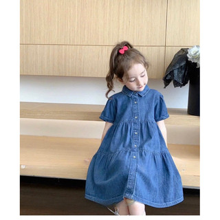 Váy bé gái, váy jean mềm cổ Đức giả 3 tầng siêu xinh cho bé 10-30kg
