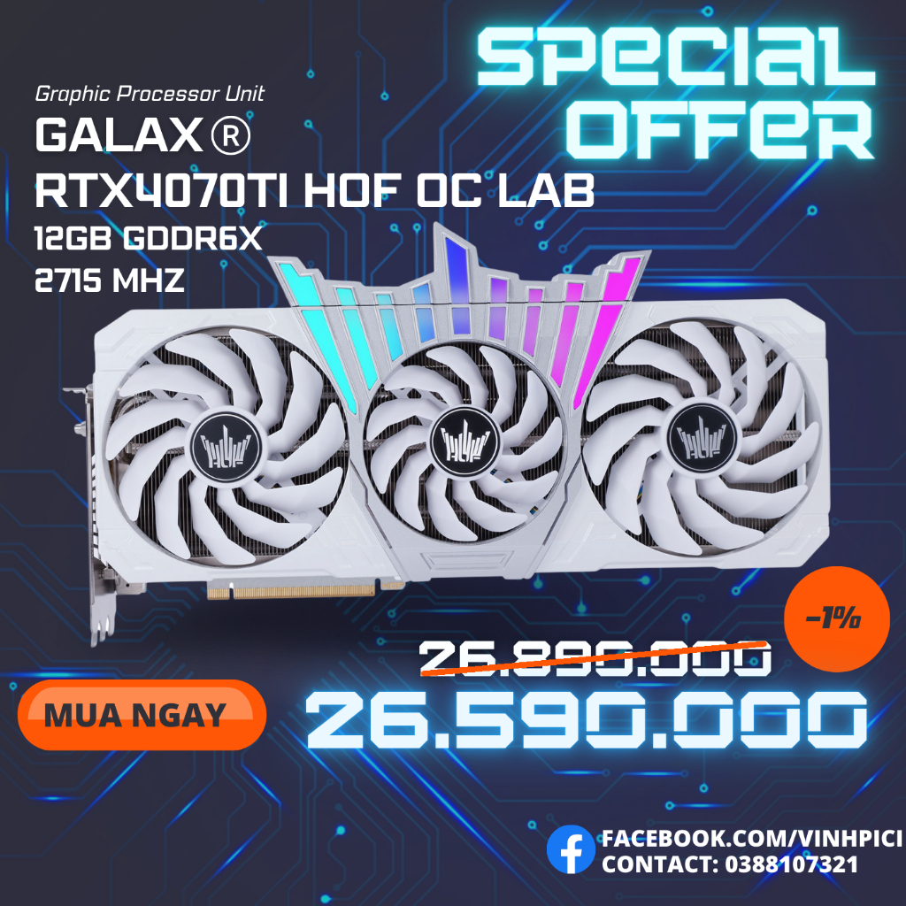 Card màn hình GALAX RTX 4070Ti HOF OC LAB [NEW]