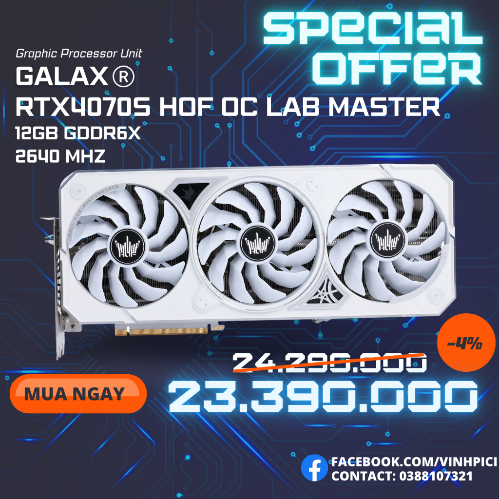 Card màn hình GALAX GeForce RTX 4070 SUPER HOF OC LAB Master [NEW]