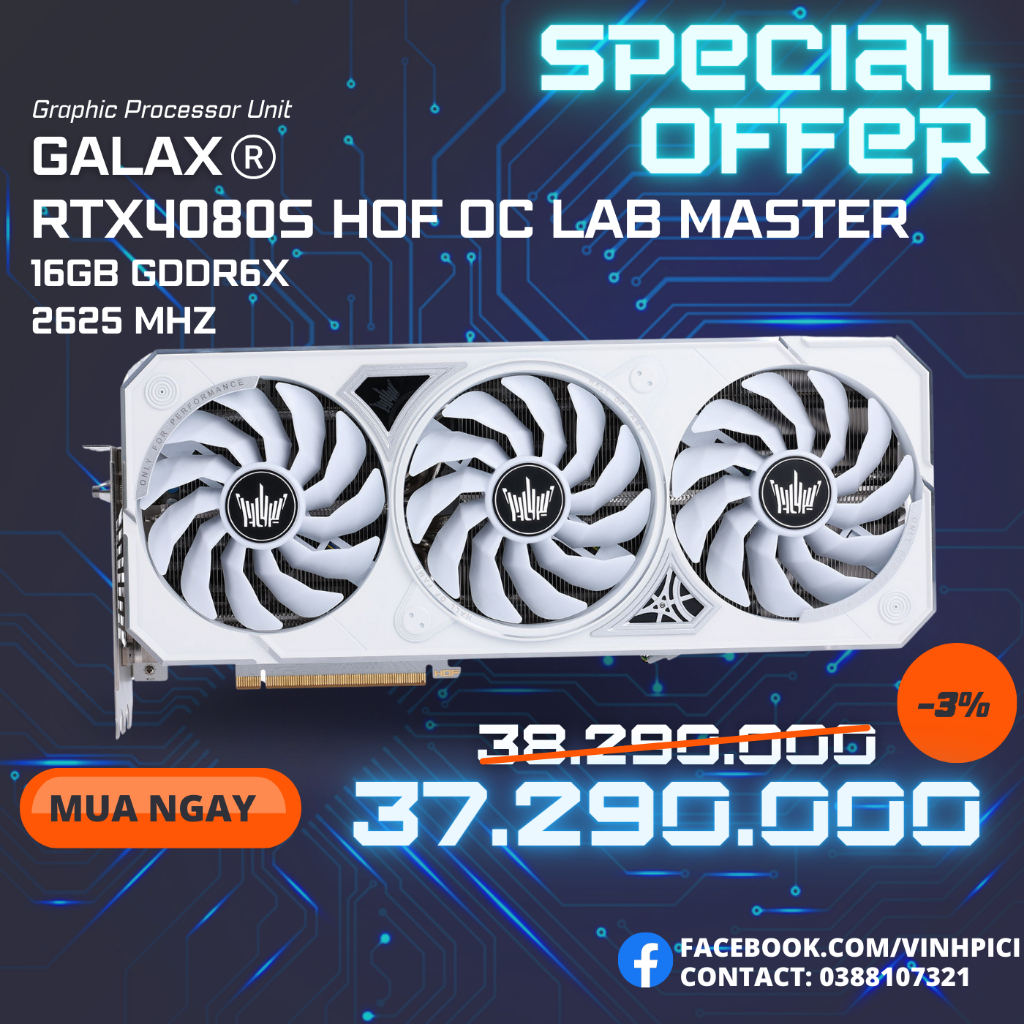 Card màn hình GALAX GeForce RTX 4080 SUPER HOF OC LAB Master [NEW]