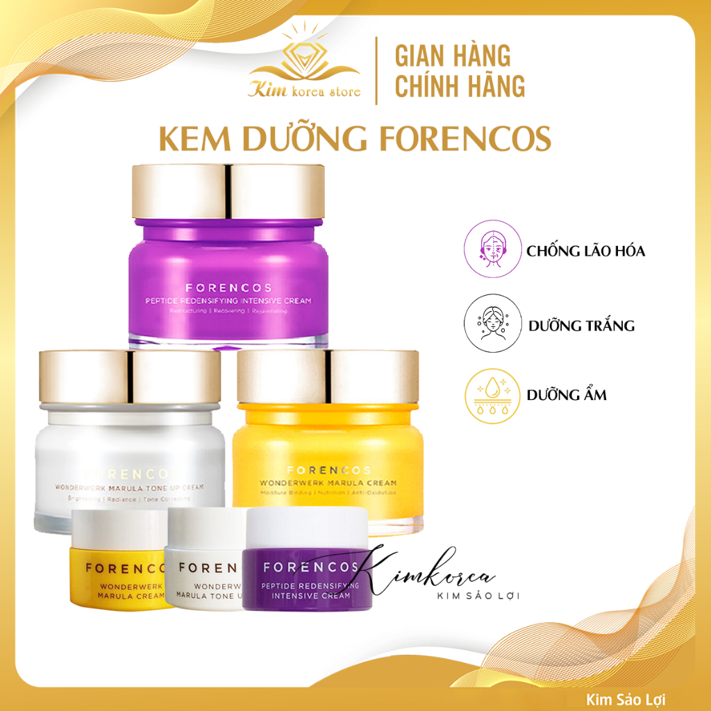 Kem dưỡng FORENCOS dưỡng trắng cấp ẩm mềm mịn giảm thâm nám chống lão hóa Forencos Cream 3 màu mẫu mới Kim korea store