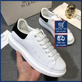 Giày mc Queen trắng gót đen đế cao, Giày sneaker nam nữ trắng mcqueen full box bill