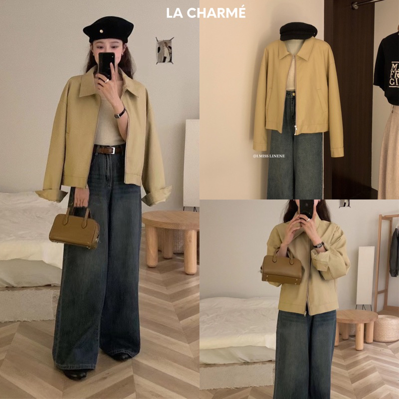 Khoác da cổ bẻ khoá kéo 60161 I MISS