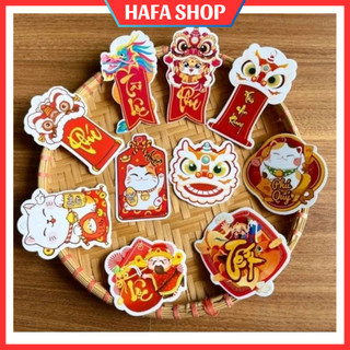 Sticker trang trí Tết 2024 dây treo trang trí tết HOA GẠO treo trang trí Tết, tag treo tết liễn giấy trang trí giỏ quà