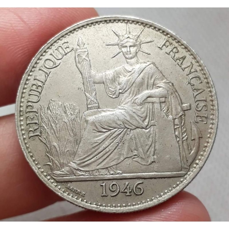 Xu Hoa Xòe Đông Dương- 50 cent 1946 phiên bản nickel- Đẹp, rất ít gặp