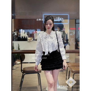 Áo sơmi nơ viền ren l1