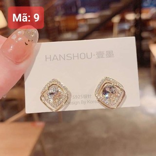 Bông tai hình thoi Đính Đá khuyên tai phong cách hàn quốc