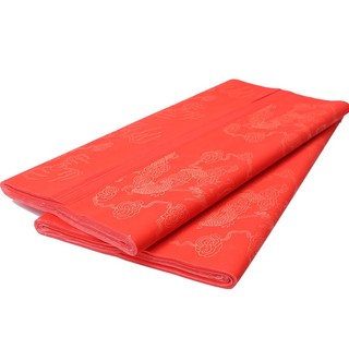 Giấy xuyến chỉ đỏ in hình long phụng viết thư pháp câu đối khổ 69*138cm