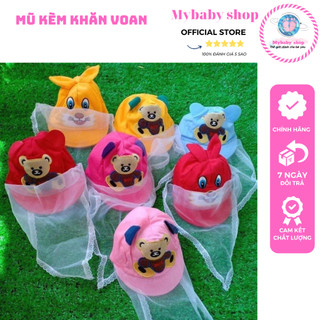 Mũ đội kèm khăn voan chống nắng và khói bụi cho bé dưới 6 tháng tuổi.