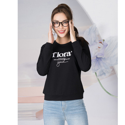 Áo thun nữ tay dài NA04 nỉ da cá in chữ màu đen trắng Loza LT001