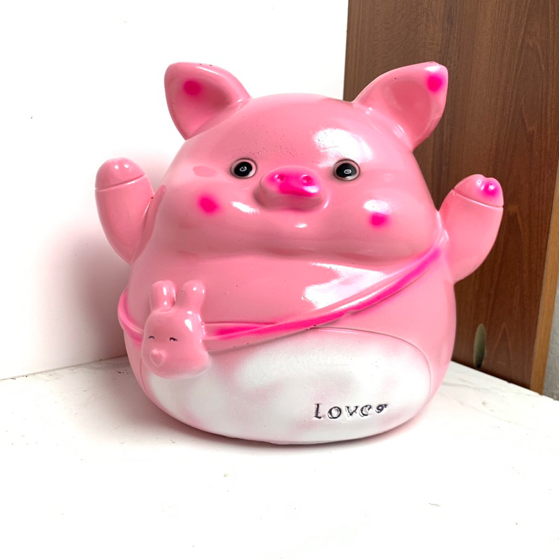 Heo đất,lơn đất tiết kiệm Heo Love Đeo Túi Thỏ siêu xinh / Ống heo tiết kiệm / Heo đất nhà Tôm