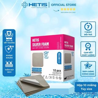 [Vết loét tỳ đè nhiễm trùng] Gạc xốp kháng khuẩn hút dịch chống tỳ đè tinh chất Bạc liền sẹo nhanh Hetis Silver Foam