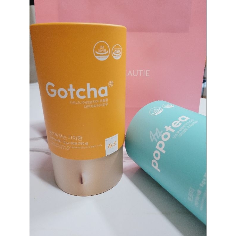 Viên uống/trà giảm cân Gotcha fit vs Popotea