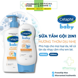 Cetaphil tắm gội hữu cơ Organic - Cetaphil Baby Wash & Shampoo with Organic Calendula