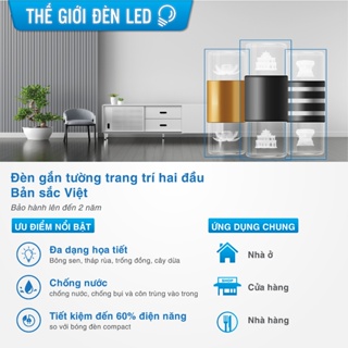 Đèn led gắn tường cao cấp trang trí decor ngoài trời phòng khách phòng ngủ