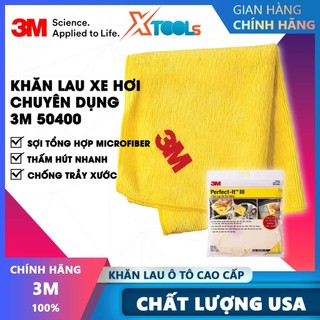 Khăn lau xe hơi chuyên dụng 3M 50400VL 32X36cm khăn lau ô tô đa năng sợ microfiber mềm mịn khổ lớn chống trầy xước