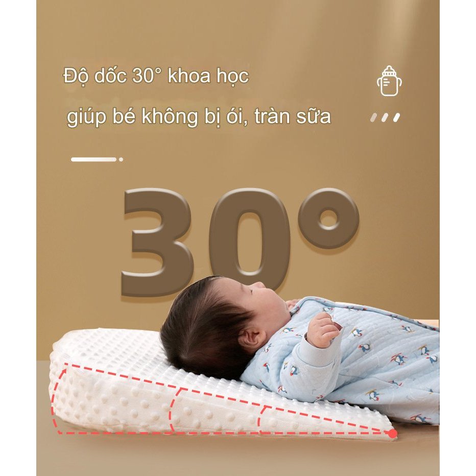 Gối chống trào ngược và đệm ngủ đúng tư thế chống méo đầu cho bé sơ sinh hình bán nguyệt V09