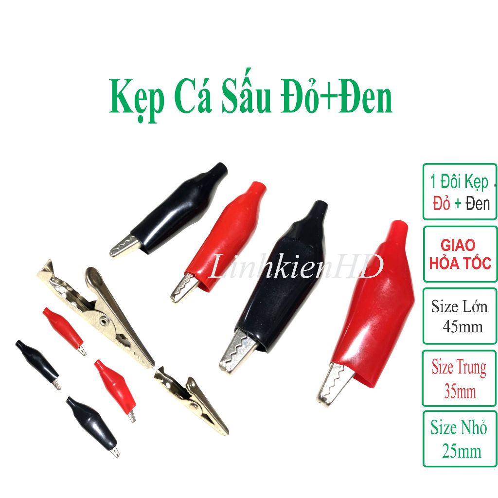 Combo 5 đôi Kẹp cá sấu (đỏ + đen) - Linhkien HD
