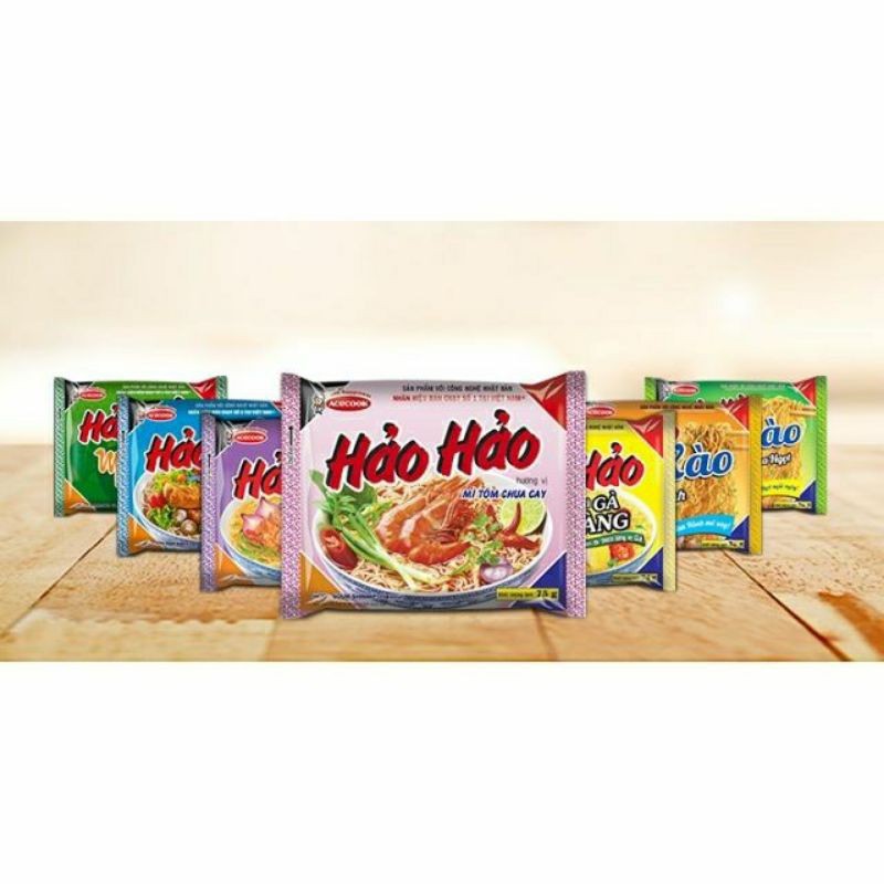 Thùng 30 gói Mì Tôm Hảo Hảo Acecook vị Chua cay/Sa tế hành tím/Mì xào chua ngọt/Mì chay (75g/gói)