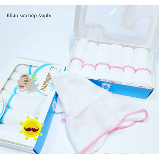 Khăn sữa xô cotton mipbi 3 lớp cho bé hộp 6 cái 30x30cm
