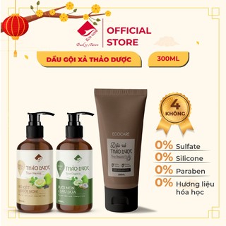 Dầu Gội Thảo Dược Bồ Kết Bưởi Non ECOCARE 300ml Sạch Gàu, Giảm Rụng Tóc, Phục Hồi Nang Tóc