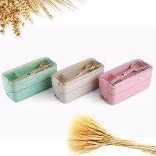 Hộp cơm văn phòng 💓giá tốt 💓hộp cơm văn phòng lúa mạch 3 tầng kèm đũa thìa cao cấp 900ml - nhựa cao cấp