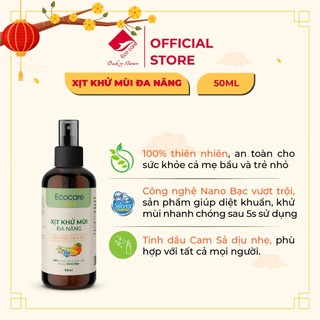 Xịt Khử Mùi Đa Năng ECOCARE 10ml-50ml Với Chiết Xuất Hoàn Toàn Tự Nhiên, An Toàn Cho Sức Khỏe