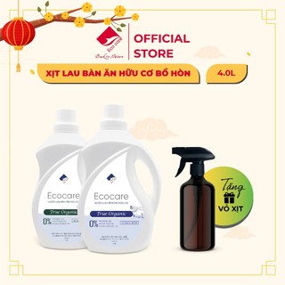 (TẶNG KÈM VỎ XỊT) Nước Lau Bàn Ăn Hữu Cơ 4000ml ECOCARE, Bồ Hòn Và Tinh Dầu Quế/Sả Chanh, Tẩy Rửa An Toàn Hiệu Quả