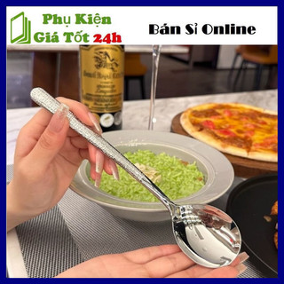 Thìa inox không gỉ đầu tròn,tay cầm dài,muỗng ăn trái miệng, muỗng ăn gia đình, phong cách Hàn Quốc, sang trọng.decor
