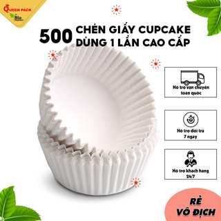 Sỉ 500 Khuôn Giấy Chén Giấy ( Chống Thấm Dầu) Làm Bánh Cupcake Muffin Màu Trắng Thân Thiện Môi Trường