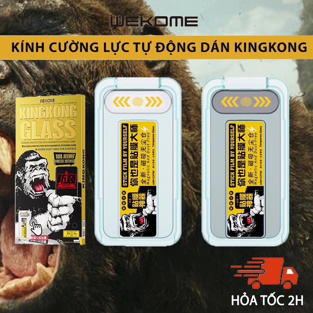 Kính cường lực iPhone Kingkong trong suốt và chống nhìn trộm khung tự dán màn hình iphone X 11 12 13 14 15 pro max