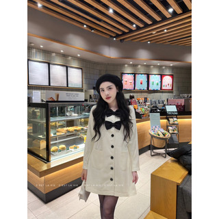 Váy tweed be phối nơ ngực C'est lavie