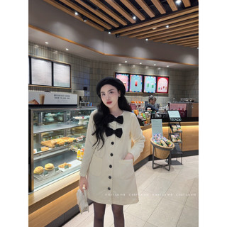Váy tweed be phối nơ ngực C'est lavie