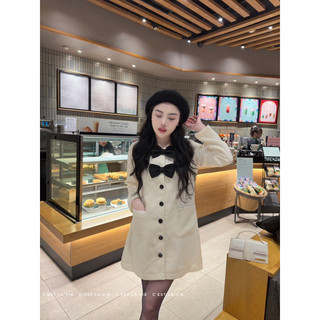 Váy tweed be phối nơ ngực C'est lavie