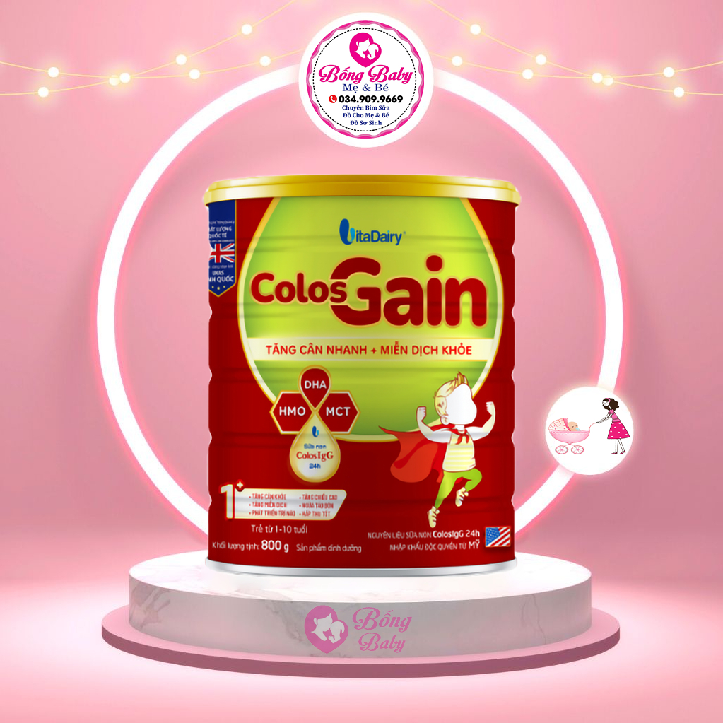 [Có mã QR tích điểm] Sữa bột Colos Gain 1+ 800gr (Date mới)