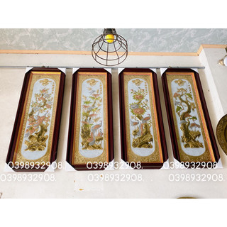 TRANH TỨ QUÝ  KHUNG Sịn  XUÂN - HẠ - THU -ĐÔNG CHẤT LIỆU BẰNG ĐỒNG 💯