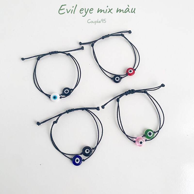 Vòng tay nam, nữ evil eye - mắt quỷ kết hợp 2 màu (mẫu2)