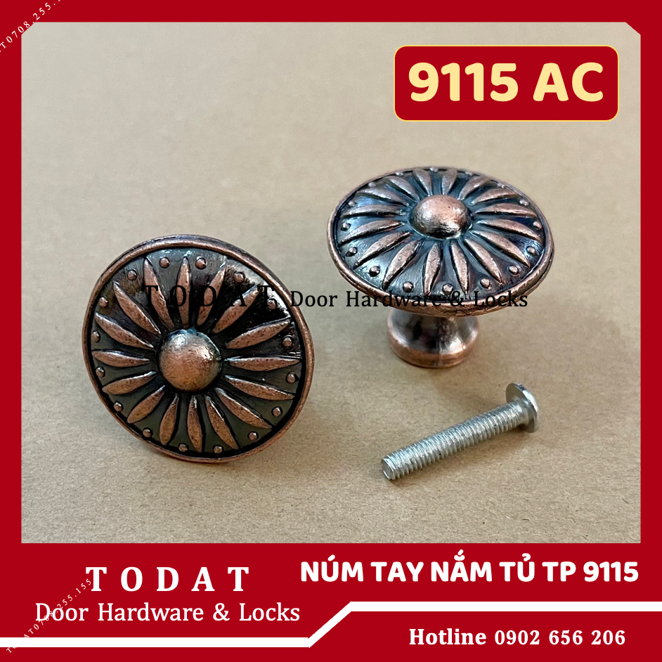 Núm tay nắm tủ cao cấp màu Nâu đỏ đô TP mã số 9115 AC